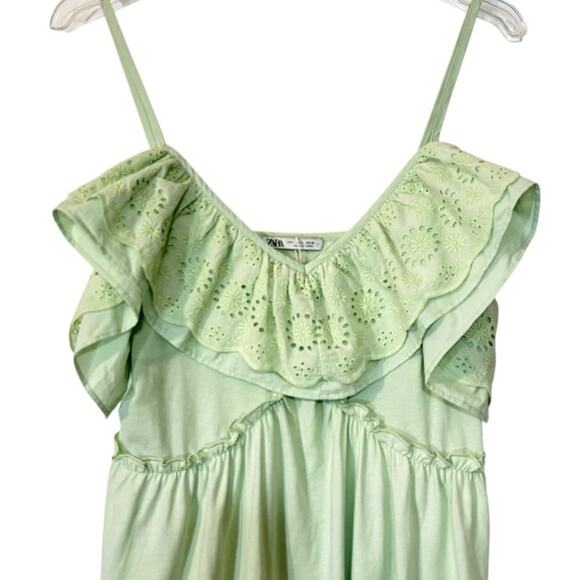 Zara Eyelet Lace Maxi Dress in Green Size Large - Picture 6 of 7